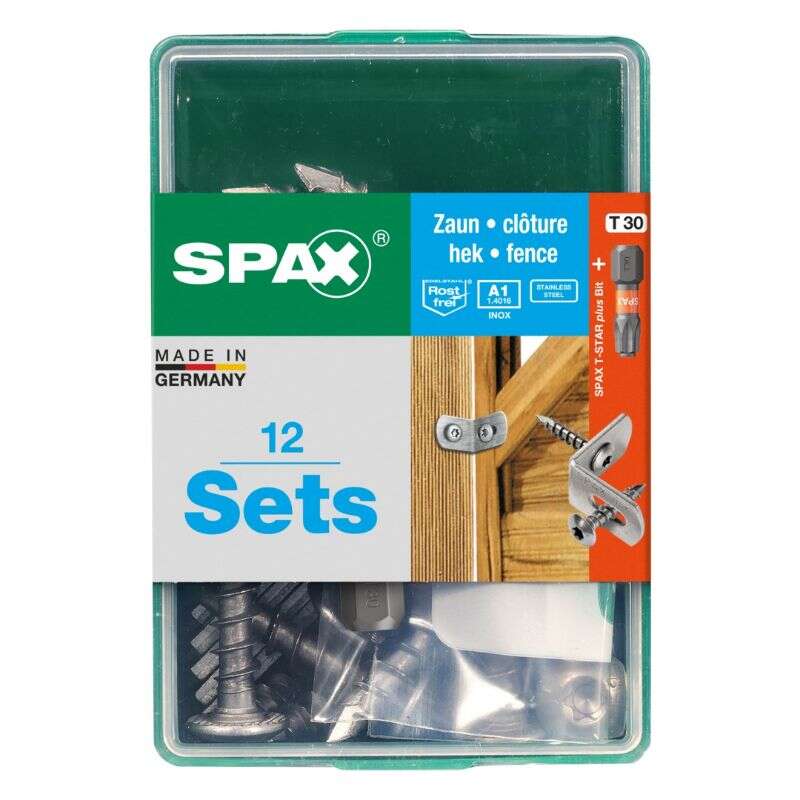 Image du produit SPAX&reg;- Connecteur de Cl&ocirc;ture + Vis T&ecirc;te plate - &Oslash; 7 mm - Inox A1 - T-STAR Plus (T30) - Filetage total