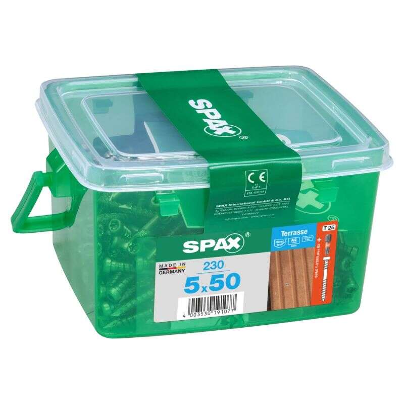 Image du produit SPAX&reg;- Vis Terrasse - &Oslash; 5 mm - T&ecirc;te Cylindrique - Inox A2 - T-STAR Plus (T25) - Filetage de Fixation CUT