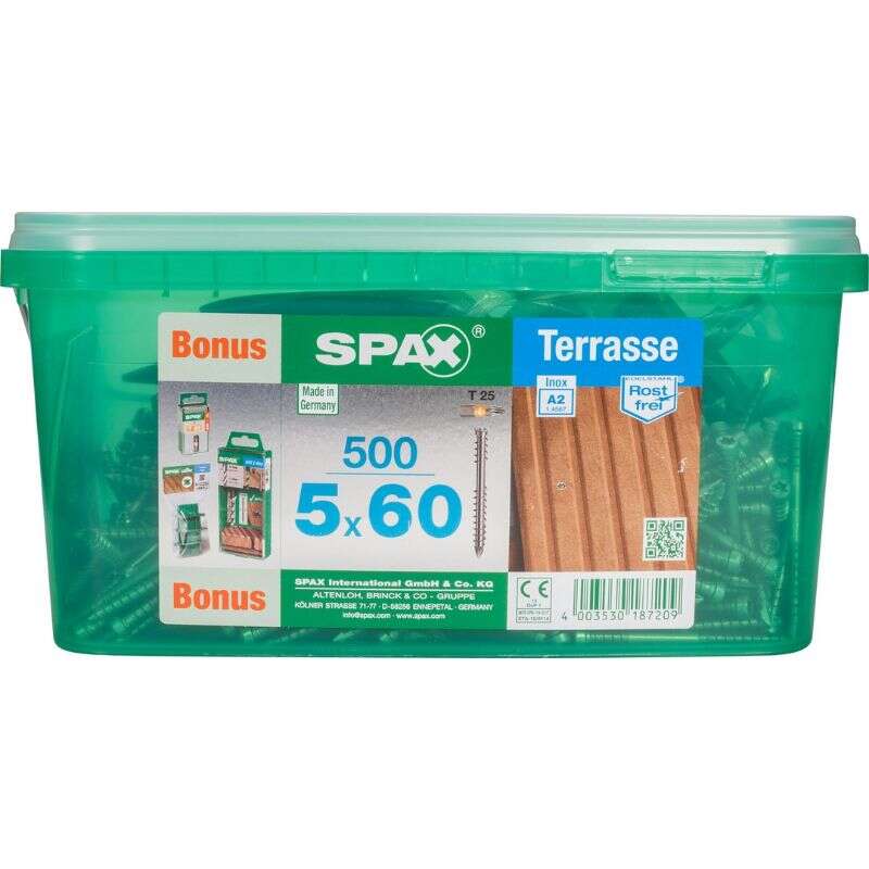 Image du produit SPAX&reg;- Vis Terrasse - &Oslash; 5 mm - T&ecirc;te Cylindrique - Inox A2 - T-STAR Plus (T25) - Filetage de Fixation CUT