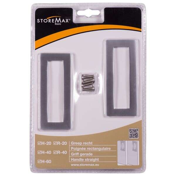 Image du produit Storemax - Poign&eacute;es en rectangle, p/porte coulissante - Alu - (2 pi&egrave;ces)