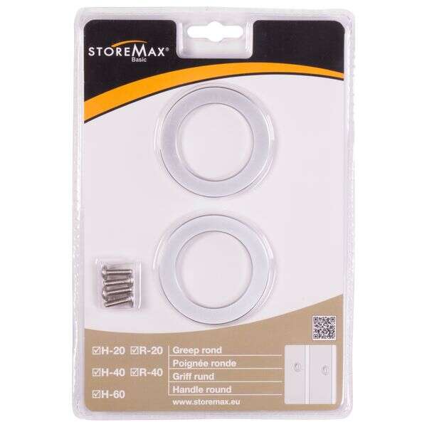 Image du produit Storemax - Poign&eacute;es rondes, p/porte coulissante - Alu - (2 pi&egrave;ces)