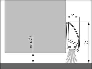 Image du produit Ellen - Bas de porte - Inox - 40 x 8 x 1000 m
