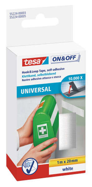 Image du produit Tesa&reg;- Bande Velcro 'On & Off' - Auto-Adh&eacute;sive - Blanc - 1 m x 20 mm