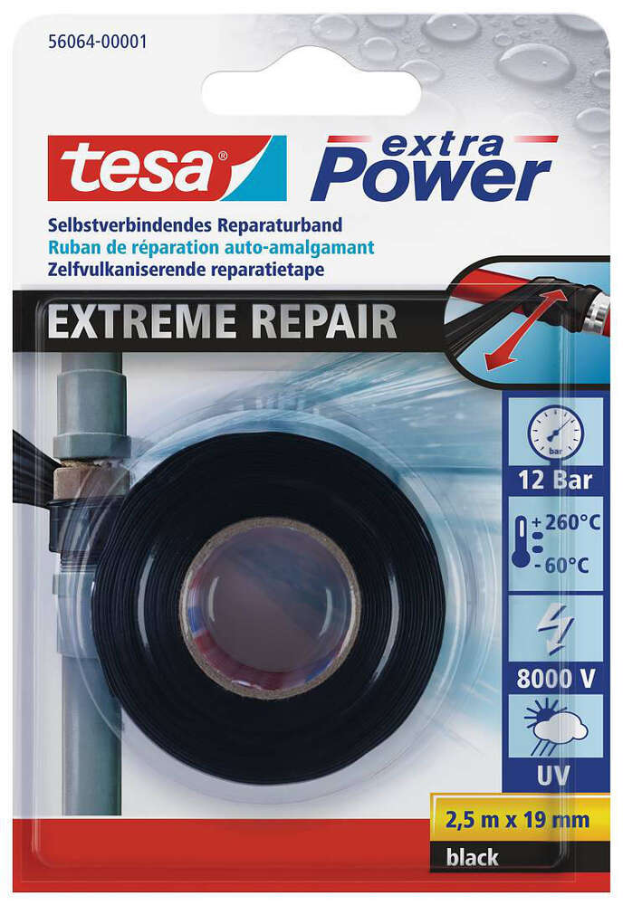 Image du produit Tesa&reg;- Extreme Repair - Noir - 2,5 m x 19 mm