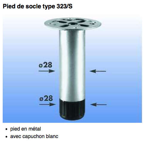 Image du produit Pied de Meuble / Socle Type Camar 323/S - 80 &agrave; 150 mm (Haut.)