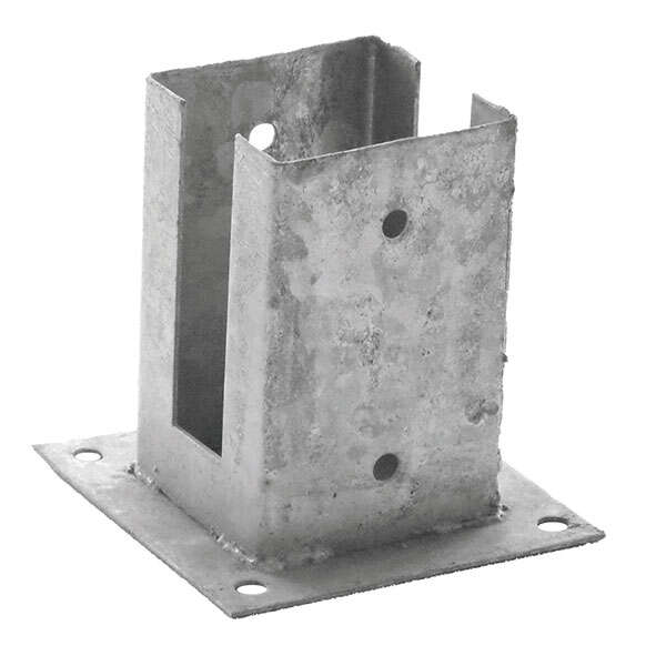 Image du produit Socle de Poteau sur platine - Pour Poteau 90 x 90 mm rainur&eacute;s- Acier Galvanis&eacute; - 91 x 91 x 2 mm