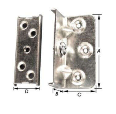 Image du produit Ferrure de lit en t&ocirc;le emboutie - Forme corni&egrave;re - Contre plaque - Bichromat&eacute;e - 90 x 36 x 40 mm (2p)