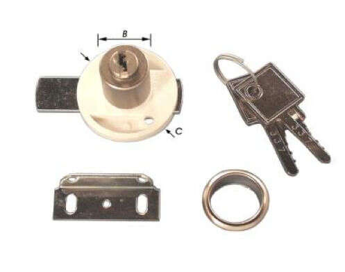 Image du produit Serrure de meuble &agrave; cylindre - Cylindre sortant &Oslash; 22 x 20 mm