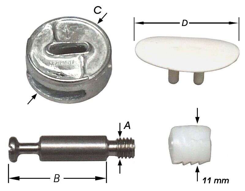 Image du produit Ferrure de montage pour assemblage de meuble - Zamac - M6 x 30,3 mm