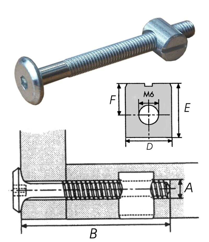 Image du produit Ferrure d'assemblage - Type Klobe - Boulon t&ecirc;te large &agrave; empreinte SW4 - Douille fendue - Galvanis&eacute; - M6 x 60 &agrave; 100 mm (4p)