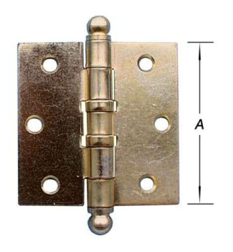 Image du produit Charni&egrave;re - Coin vif - Roulement &agrave; billes - Broche d&eacute;montable - Bouton boule - Noeud &Oslash; 11,5 mm - Laiton - 75 mm (3p)(s)