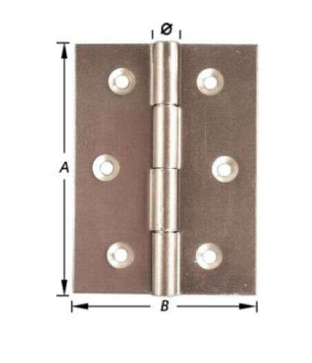 Image du produit Charni&egrave;re Demi-large - Feuille double - Gros Noeud - Broche riv&eacute;e - Noeud &Oslash; 8 mm - Acier - (2p)