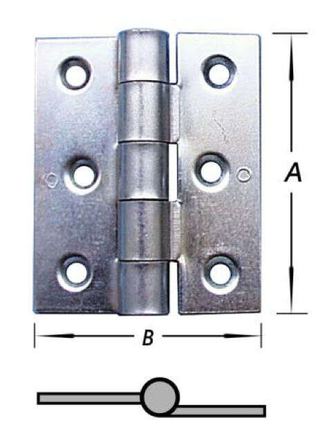 Image du produit Charni&egrave;re briquet - Feuille double - 1 lame pli&eacute;e - Broche fixe - Noeud &Oslash; 15 mm - Zingu&eacute;e