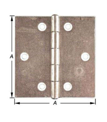 Image du produit Charni&egrave;re carr&eacute;e - Broche fixe inox - Zingu&eacute;e (2p)