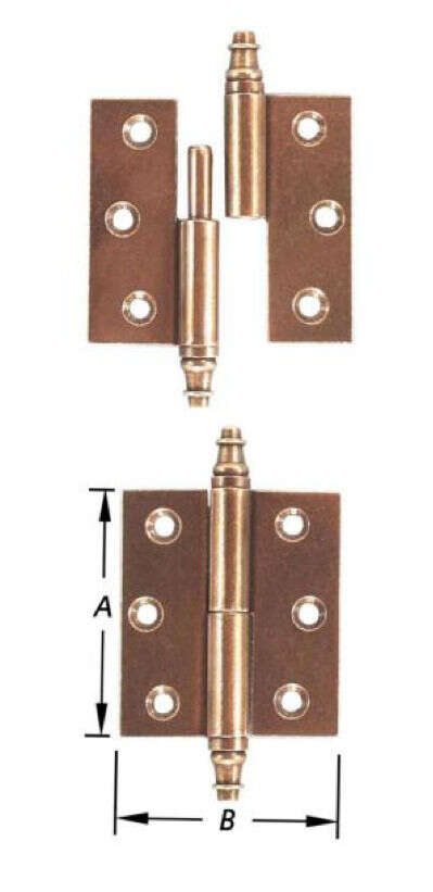 Image du produit Paumelle de meuble - Lames ferm&eacute;es coins vifs - Boutons &agrave; vase - Noeud &Oslash; 8 mm - Laitonn&eacute;e & Bronz&eacute;e - 50 x 46 mm (2p)