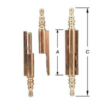 Image du produit Paumelle &agrave; appliquer - Bouton allong&eacute; - D&eacute;gondable - Fixation invisible - Noeud &Oslash; 8,5 mm - Laiton - 100 mm (2p)