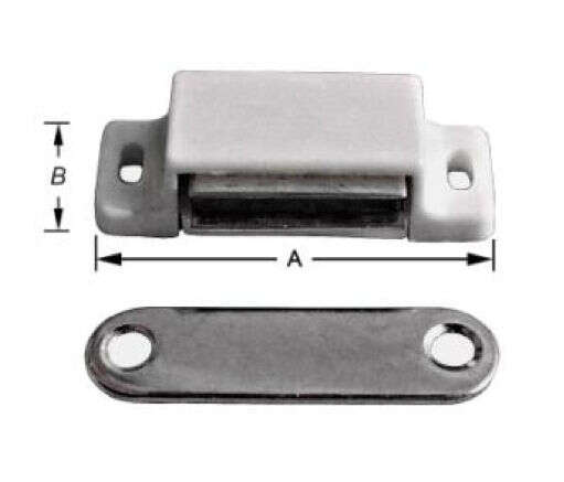 Image du produit Loqueteau magn&eacute;tique - Blanc & Brun - Force 4 Kg & 6 Kg- 45 x 15 mm