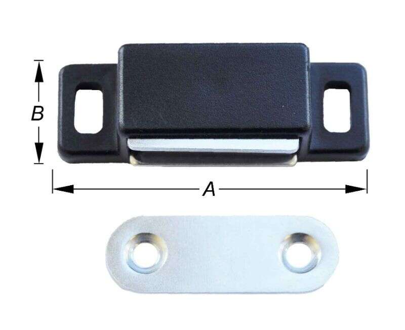 Image du produit Loqueteau magn&eacute;tique - Noir - Force 4 Kg - 48 x 18 mm (2p)