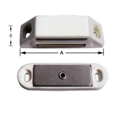 Image du produit Loqueteau magn&eacute;tique - Blanc & Brun - Force 6 Kg - 60 x 17 mm