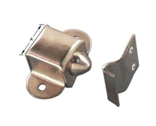 Image du produit Loqueteau &agrave; bille - Bloc haut - Bille emboutie - Contre plaque coud&eacute;e - Nickl&eacute; - 14 mm (2p)