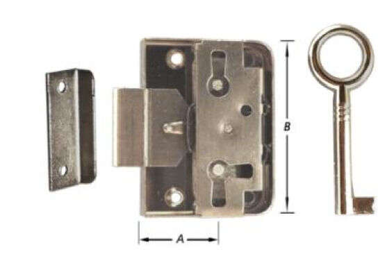 Image du produit Serrure de meuble &agrave; appliquer - G&acirc;che &eacute;querre - 3 positions pour porte et tiroir - Nickel&eacute;e