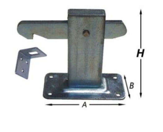 Image du produit Arret de portail automatique - Platine de fixation sol - G&acirc;che pli&eacute;e - Zingu&eacute; - 150 x 120 x 62 mm