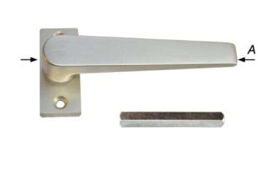 Image du produit Bequille pour porte - Pivotement sur rosace &eacute;troite - Tige s&eacute;par&eacute;e 8 x 8 mm - Champagne - 130 x 66 x 27 mm