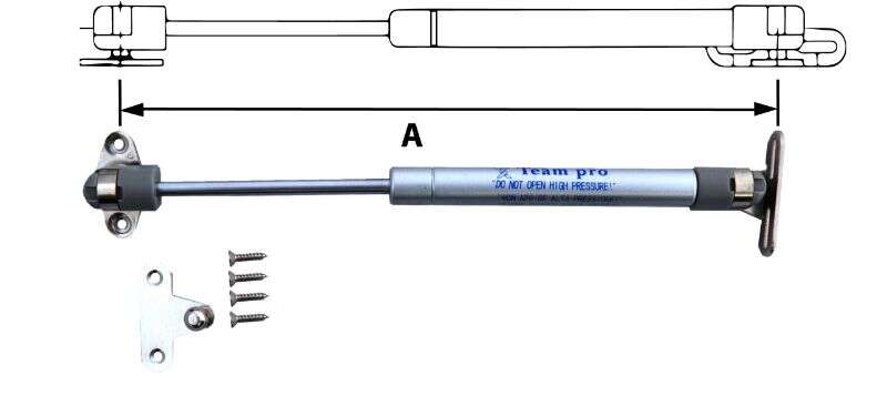 Image du produit Compas de meuble &agrave; piston pneumatique &agrave; ouverture maxi 100&deg; - 80 Nm - Laqu&eacute; gris - 247 mm