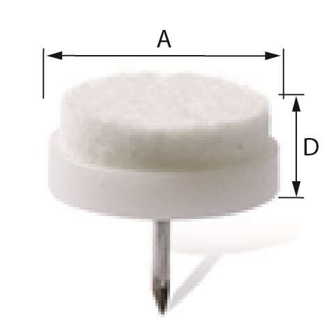 Image du produit D&ocirc;me de silence pour parquet avec pointe - Base en feutre renforc&eacute; - Corps mati&egrave;re Synth&eacute;tique - Brun ou  Blanc - &Oslash; 20 x 8 mm (8p)