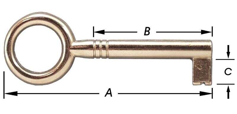 Image du produit Cl&eacute; per&ccedil;&eacute;e pour serrure de meuble nickl&eacute;e 65 x 36 x 8 mm - &Oslash; 4 - 6 mm
