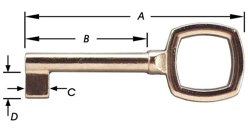 Image du produit Cl&eacute; per&ccedil;&eacute;e pour serrure de meuble nickl&eacute;e 63 x 35 x 6,7 mm - &Oslash; 4 - 5,7 mm