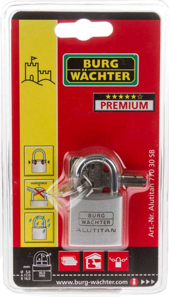 Image du produit BURGWACHTER - Cadenas &agrave; cl&eacute;s - 770 - Alu Titan - Plusieurs formats