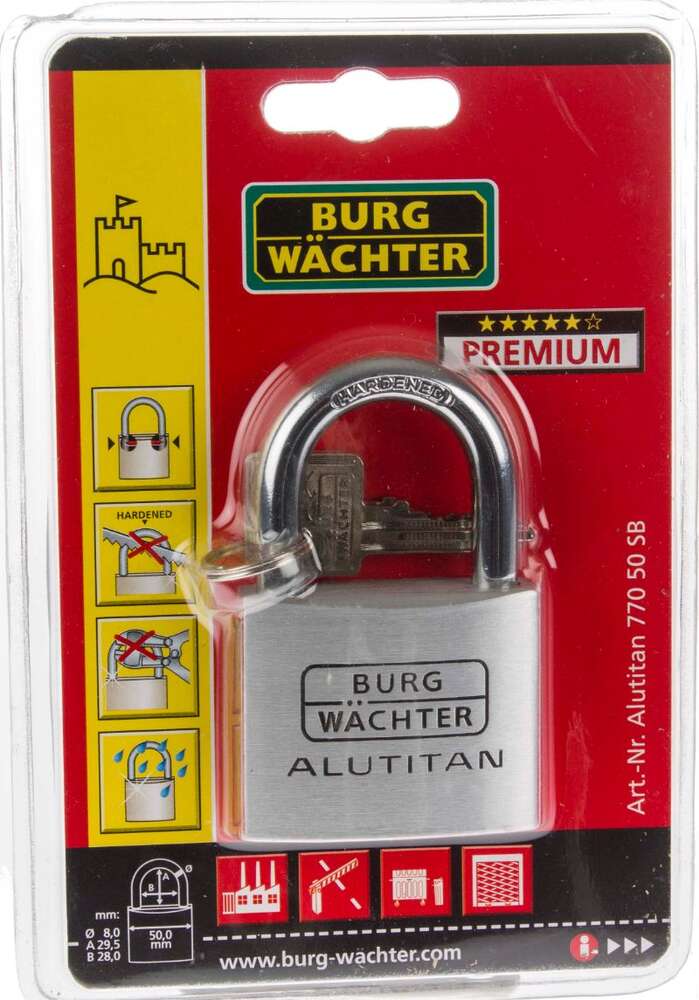 Image du produit BURGWACHTER - Cadenas &agrave; cl&eacute;s - 770 - Alu Titan - Plusieurs formats