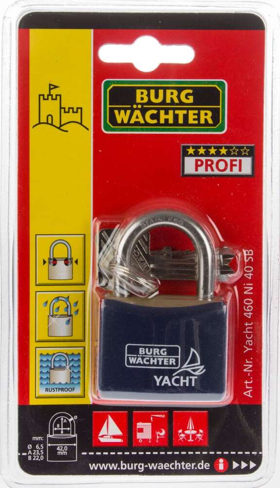 Image du produit BURGWACHTER - Cadenas &agrave; cl&eacute;s - Nautique 460 - Laiton/Synth - Plusieurs Formats