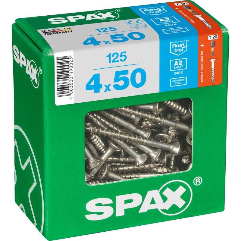 Image du produit SPAX&reg;- Vis universelle - &Oslash; 4 mm - T&ecirc;te frais&eacute;e - Inox A2 - T-STAR Plus (T20) - Filetage partiel 4 CUT