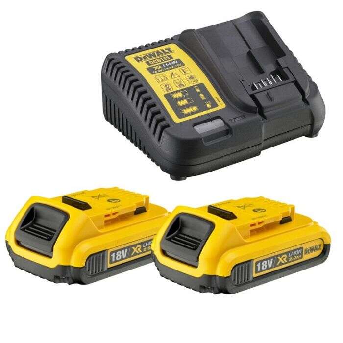 Image du produit Dewalt Chargeur Univ.18V/2.0Ah + 2 Accus DCB1104D2-QW