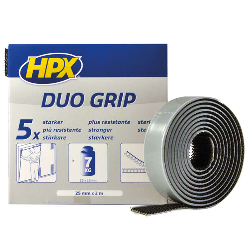 Image du produit HPX&reg;- Fixation Duo Grip &agrave; clip r&eacute;ajustable - Noir - 25 mm x 2 m