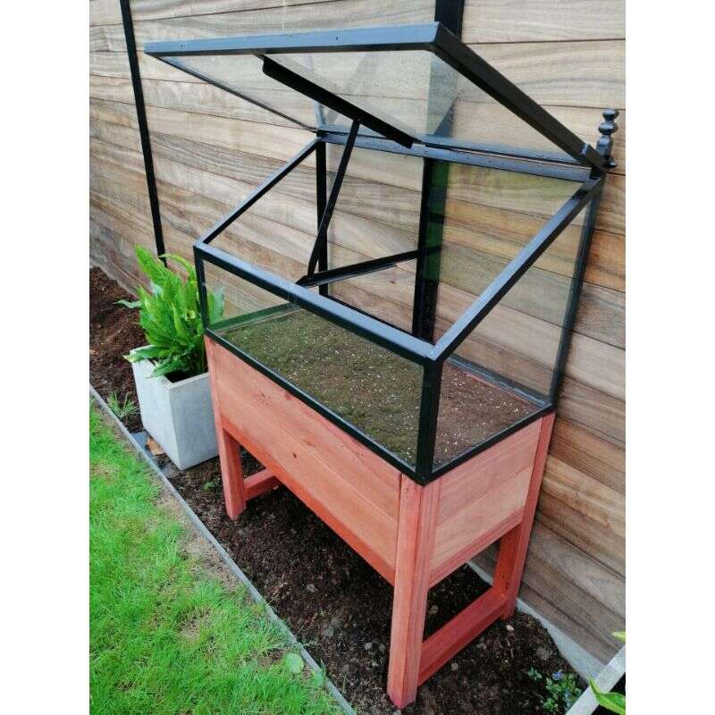 Image du produit Potager PADOUK sur table + Serre Acier - 100 x 50 x 80 cm