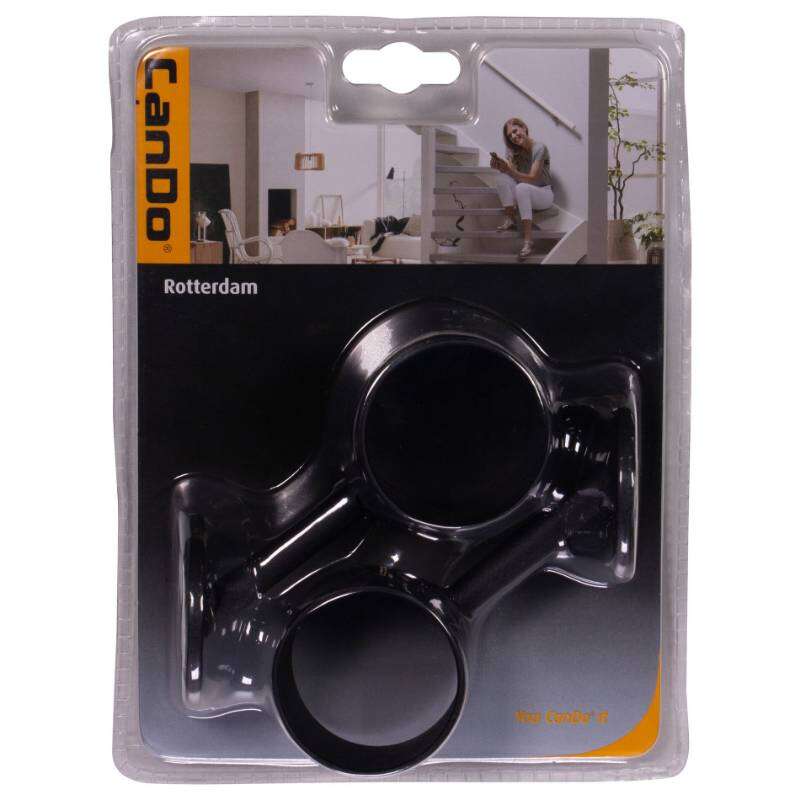 Image du produit Support Appui Rampe / Main courante - Rotterdam - Noir mat (2 pi&egrave;ces) - &Oslash; 45 mm