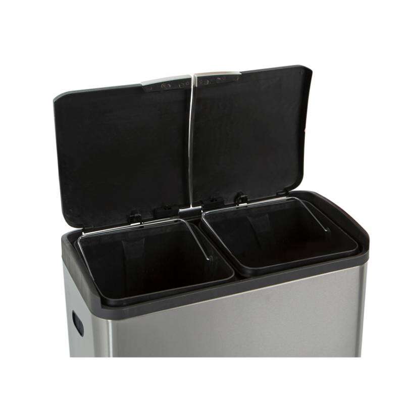 Image du produit Poubelle &agrave; p&eacute;dale Inox Mat - 2 x 20 L - Rectangulaire