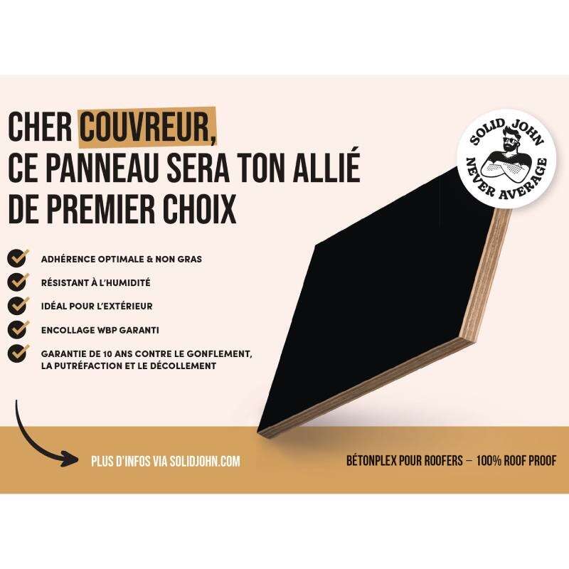 Image du produit Multiplex Solid John WBP - Bak&eacute;lis&eacute; Betonplex Roof - 15 mm - 244 x 122 cm