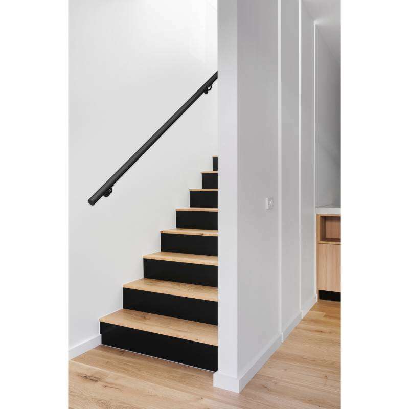 Image du produit Rampe d'Escalier - Rond &Oslash; 40 mm -Alu -RAL 9005 - Mod&egrave;le 'Clean Black' - 200 & 300 cm