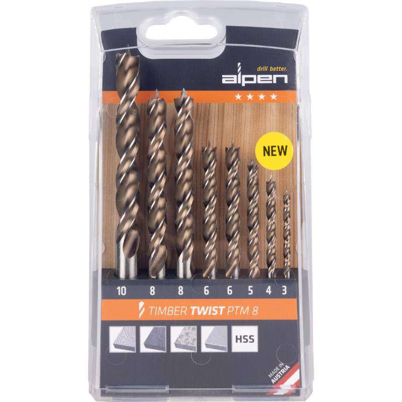 Image du produit Alpen - Foret h&eacute;lico&iuml;dal &agrave; Bois TIMBER TWIST - Cassette (8 pi&egrave;ces)