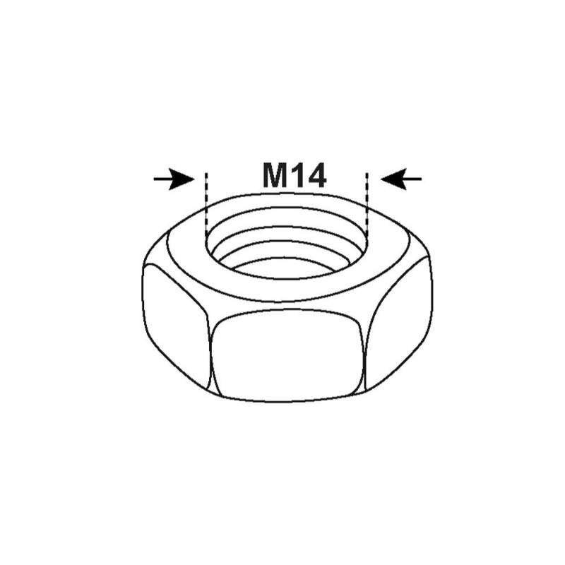 Image du produit Ecrou Hexagonal - Acier Galvanis&eacute; - M14