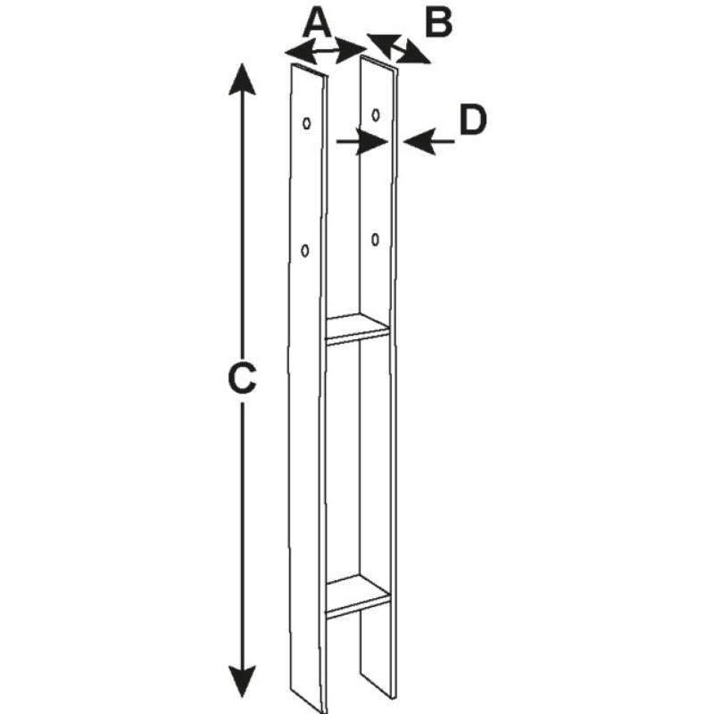Image du produit Socle de Poteau &agrave; b&eacute;tonner 'H' - Pour Poteau 70 - 90 &agrave; 140 mm - Acier Galvanis&eacute;