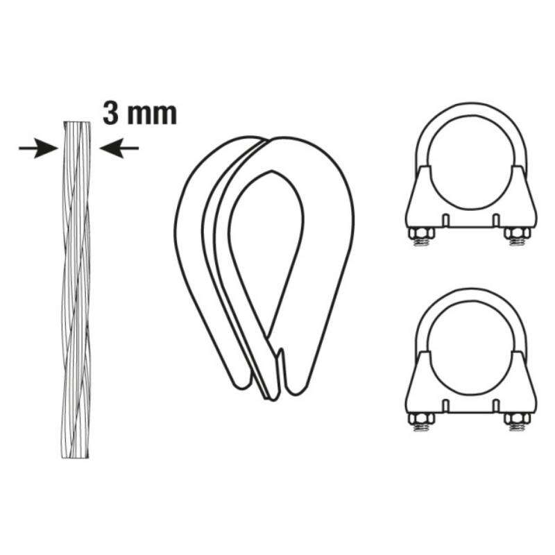 Image du produit Cosse-C&oelig;ur + 2 Serre-C&acirc;bles - Acier Galvanis&eacute;