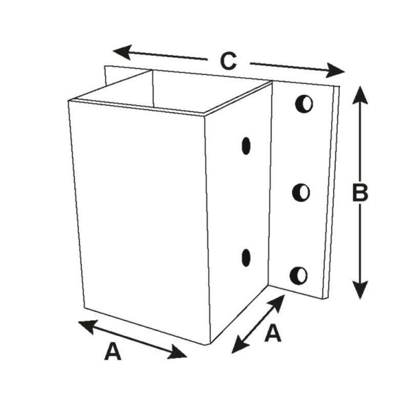 Image du produit Socle de Poteau fixation murale - Pour Poteau 70 x 70 mm & 90 x 90 mm - Acier Galvanis&eacute;