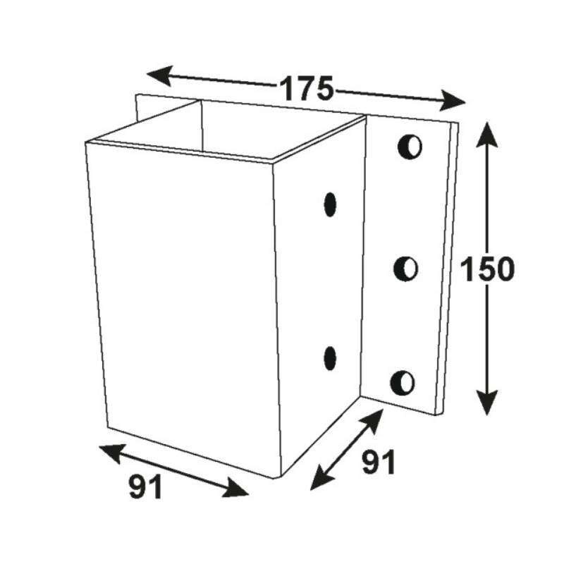 Image du produit Socle de Poteau fixation murale - Pour Poteau 70 x 70 mm & 90 x 90 mm - Acier Galvanis&eacute;