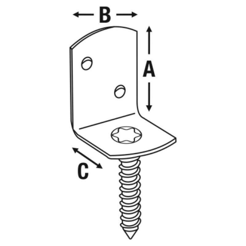Image du produit Ferrure en L - Inox - 38 x 30 x 32 mm