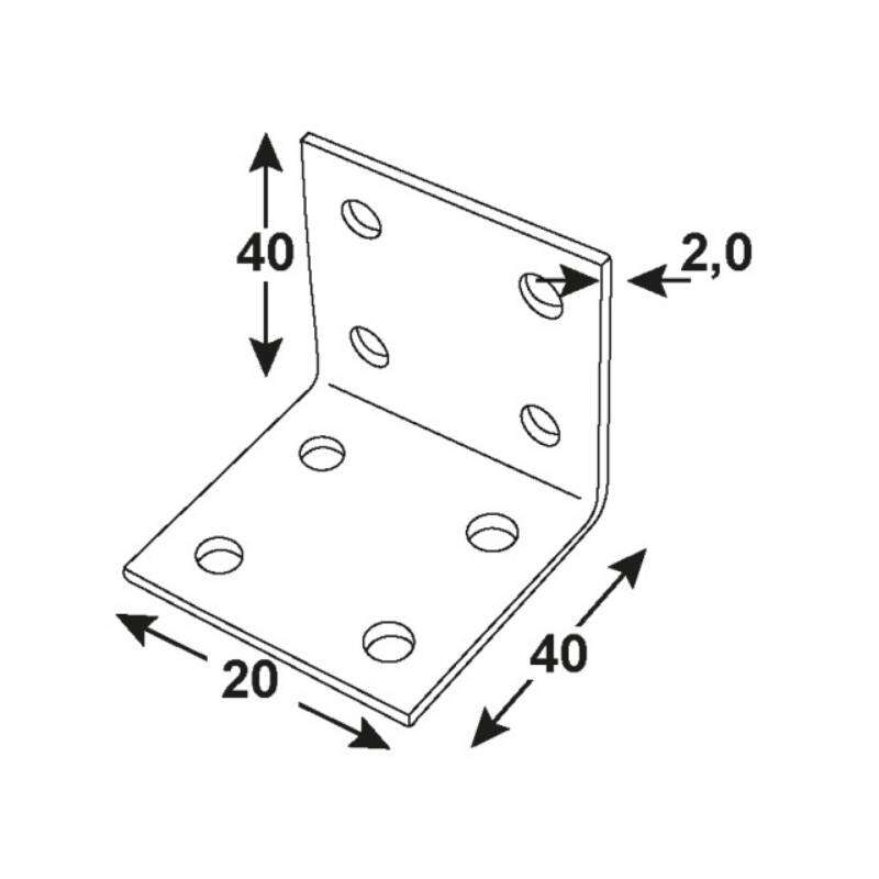 Image du produit Equerre d'assemblage - Multi trous - Inox > plusieurs dimensions